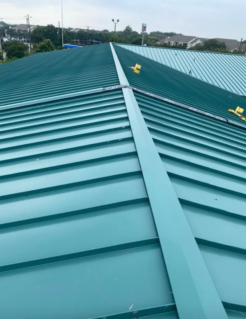 Green commercial metal roof ridge and valley for Metal Roof Repair in Riviera Beach